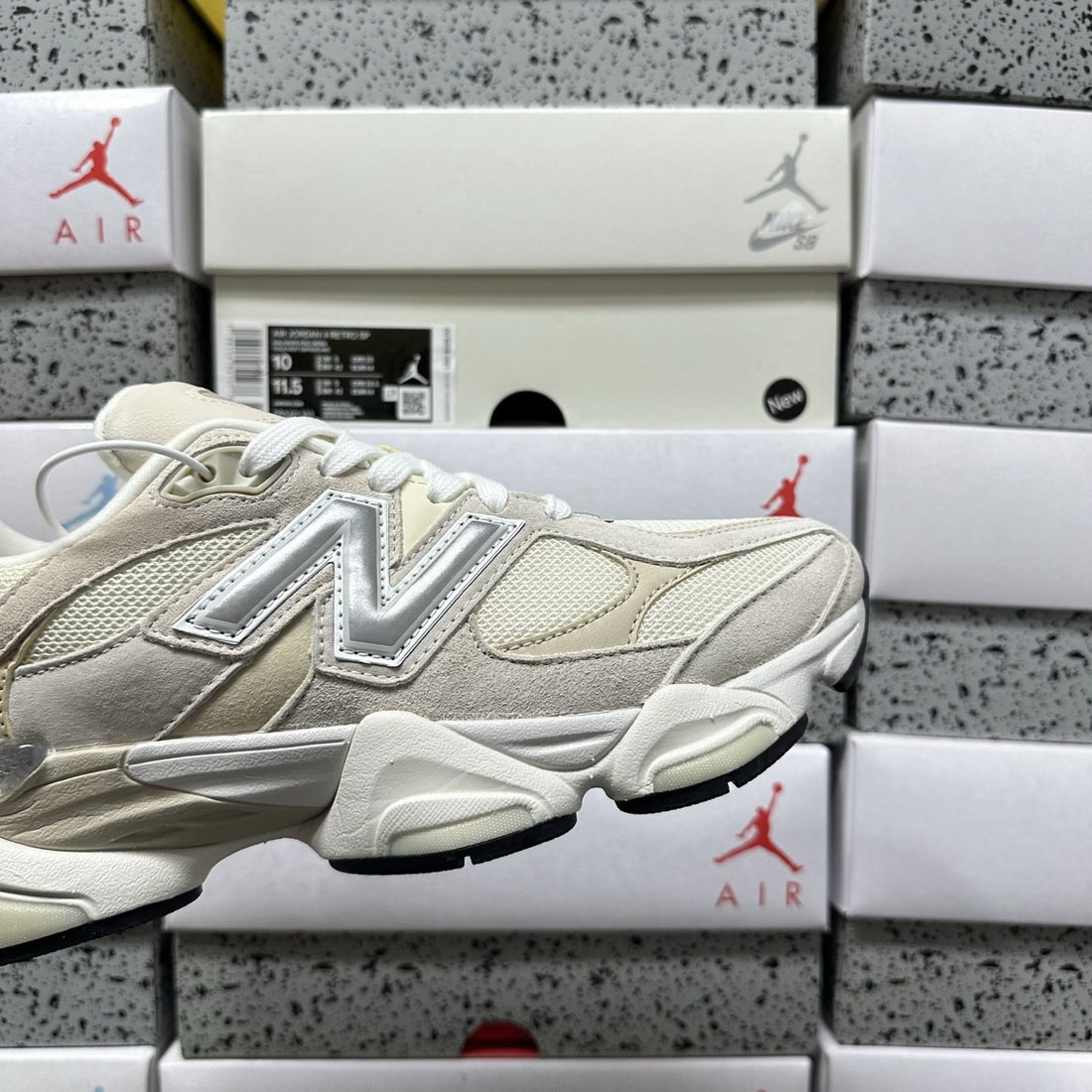 NB 9060 Cream Grey Suede