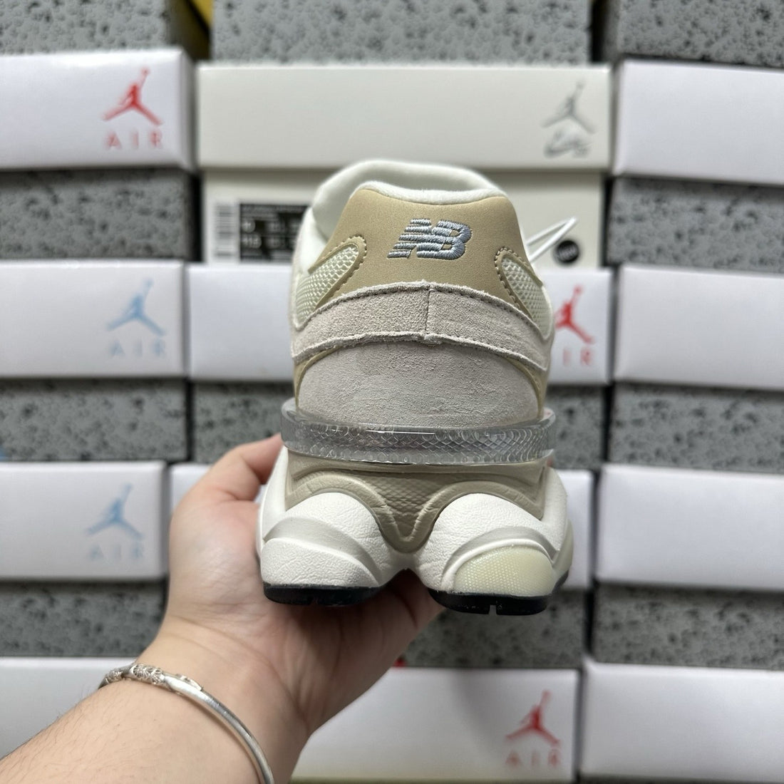 NB 9060 Cream Grey Suede