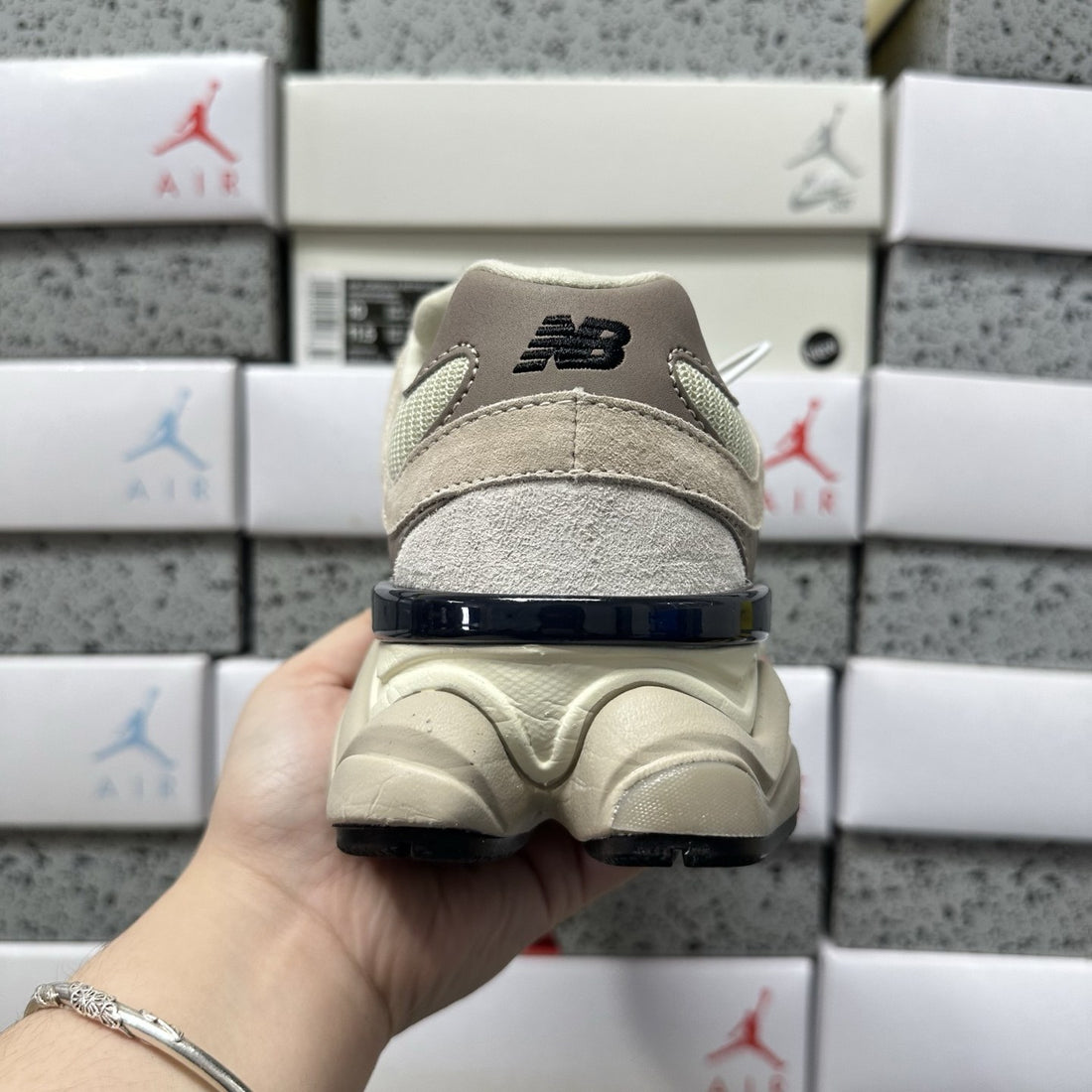 NB 9060 Cream Navy Grey