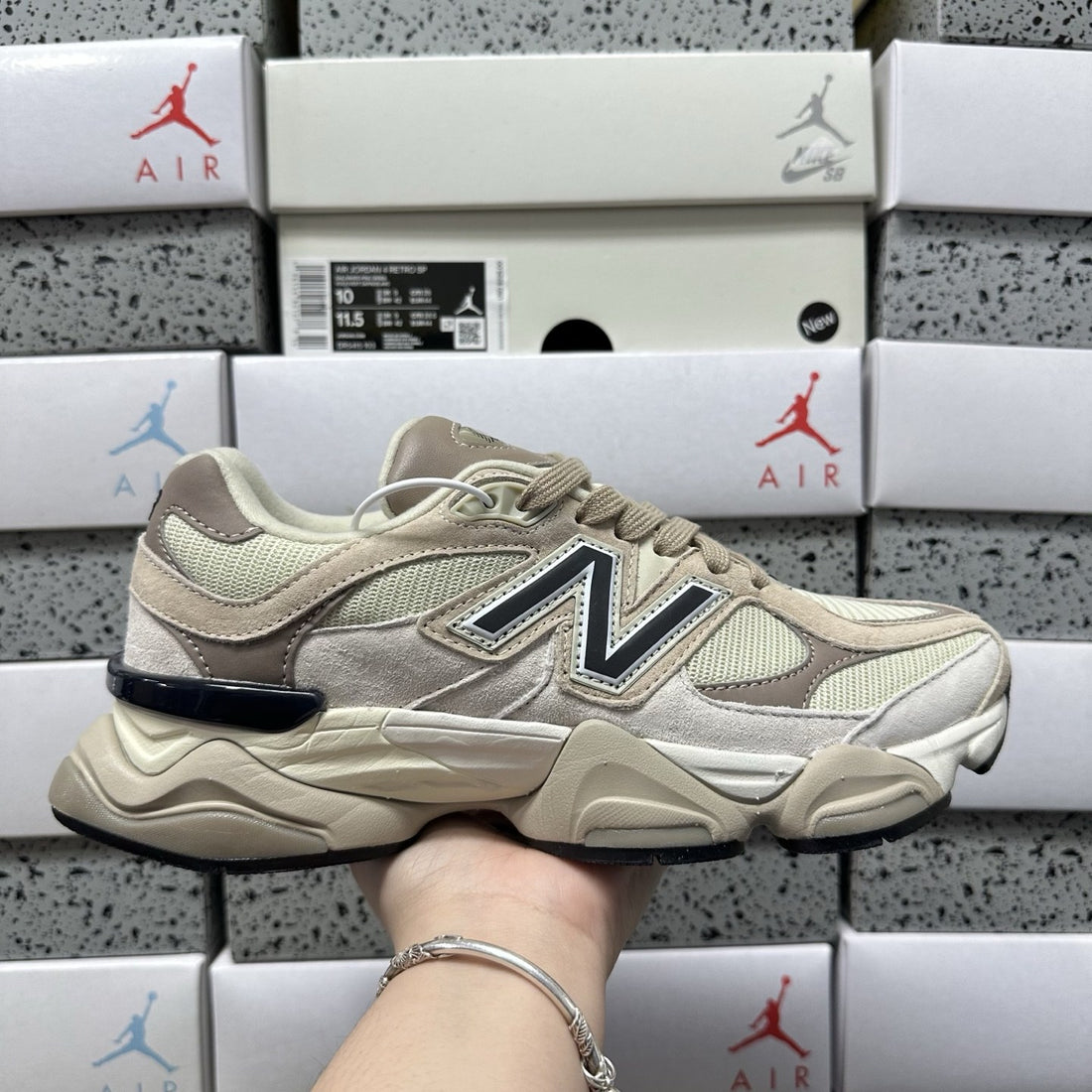 NB 9060 Cream Navy Grey
