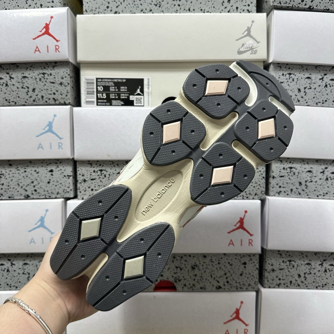 NB 9060 Cream Red Suede