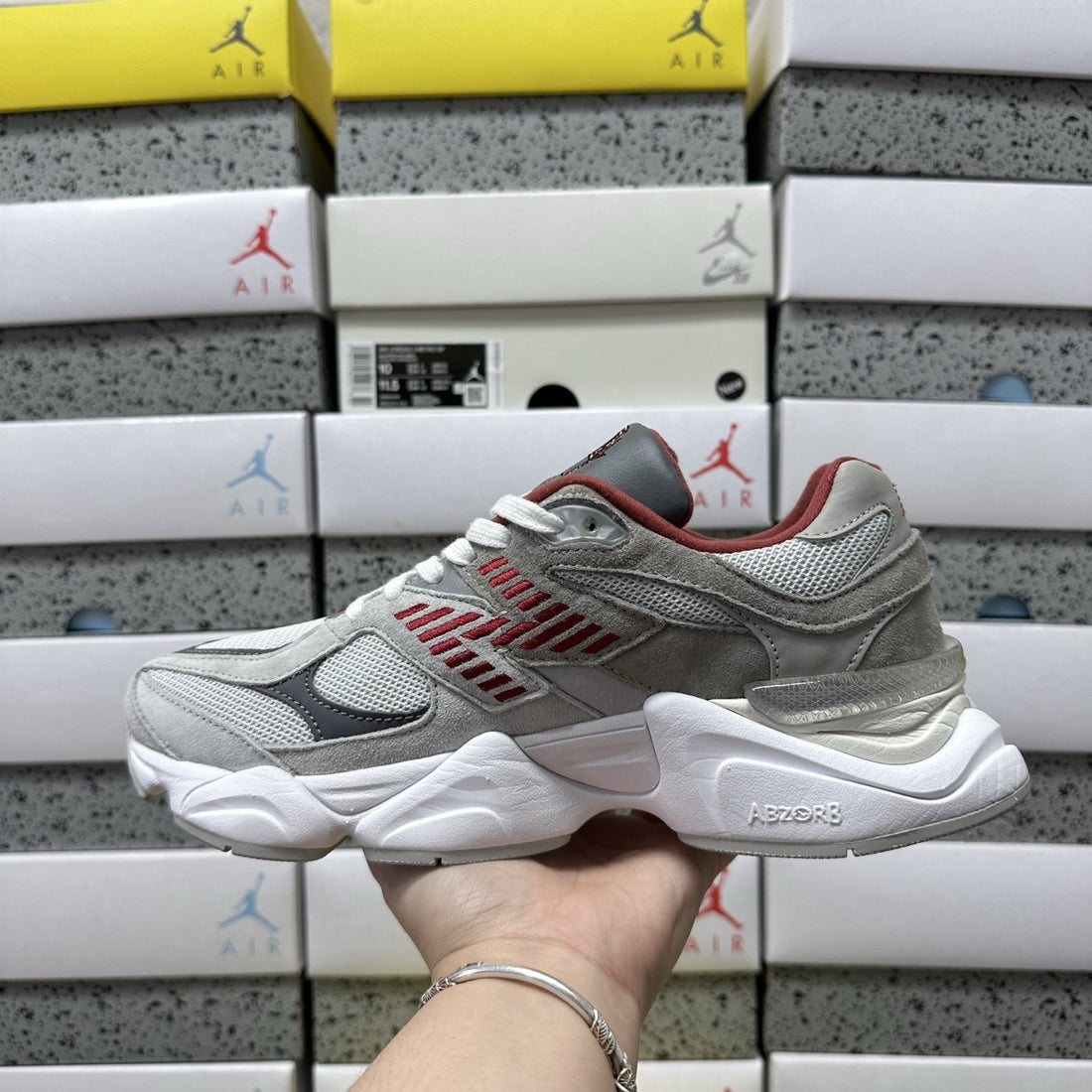 NB 9060 Grey Burgundy