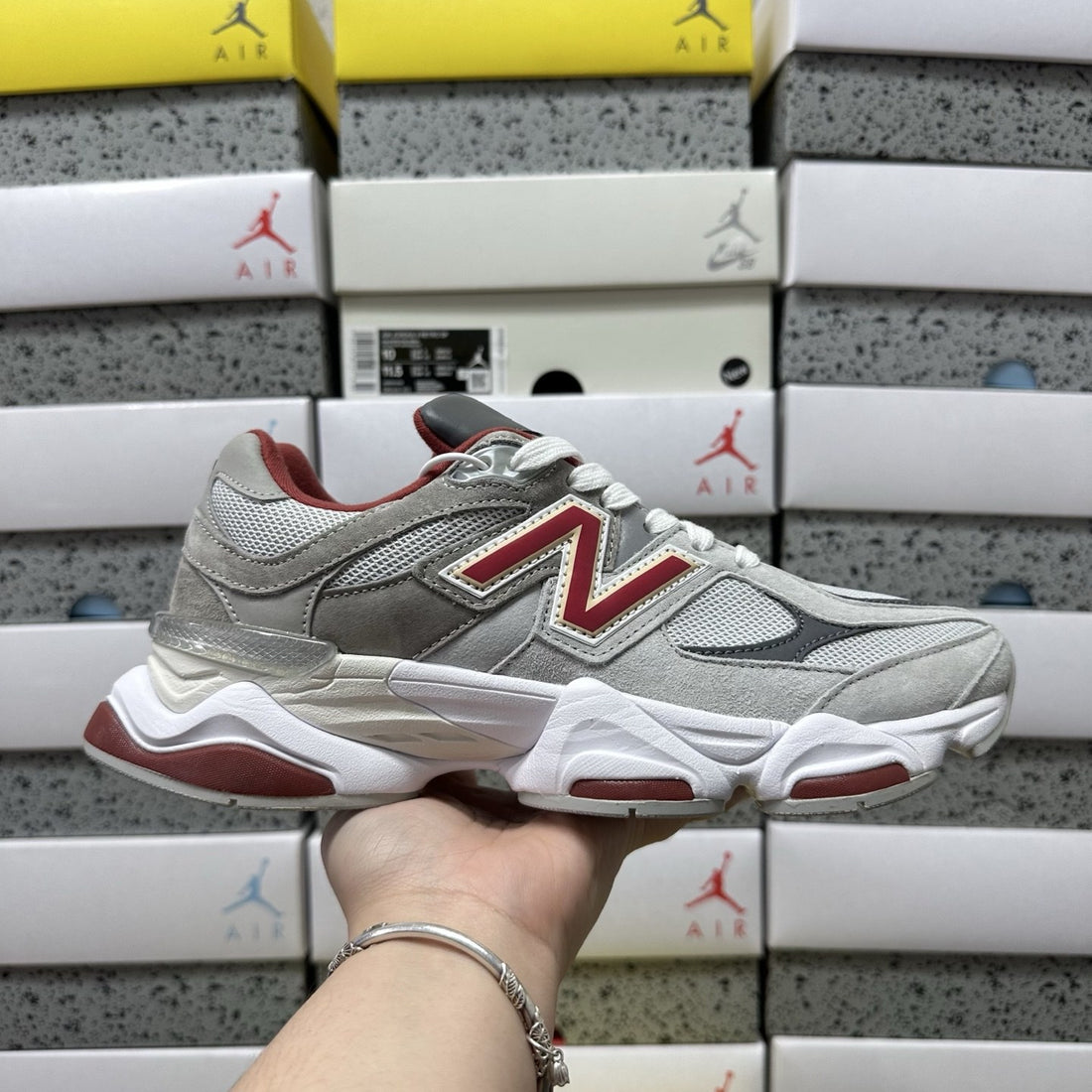 NB 9060 Grey Burgundy