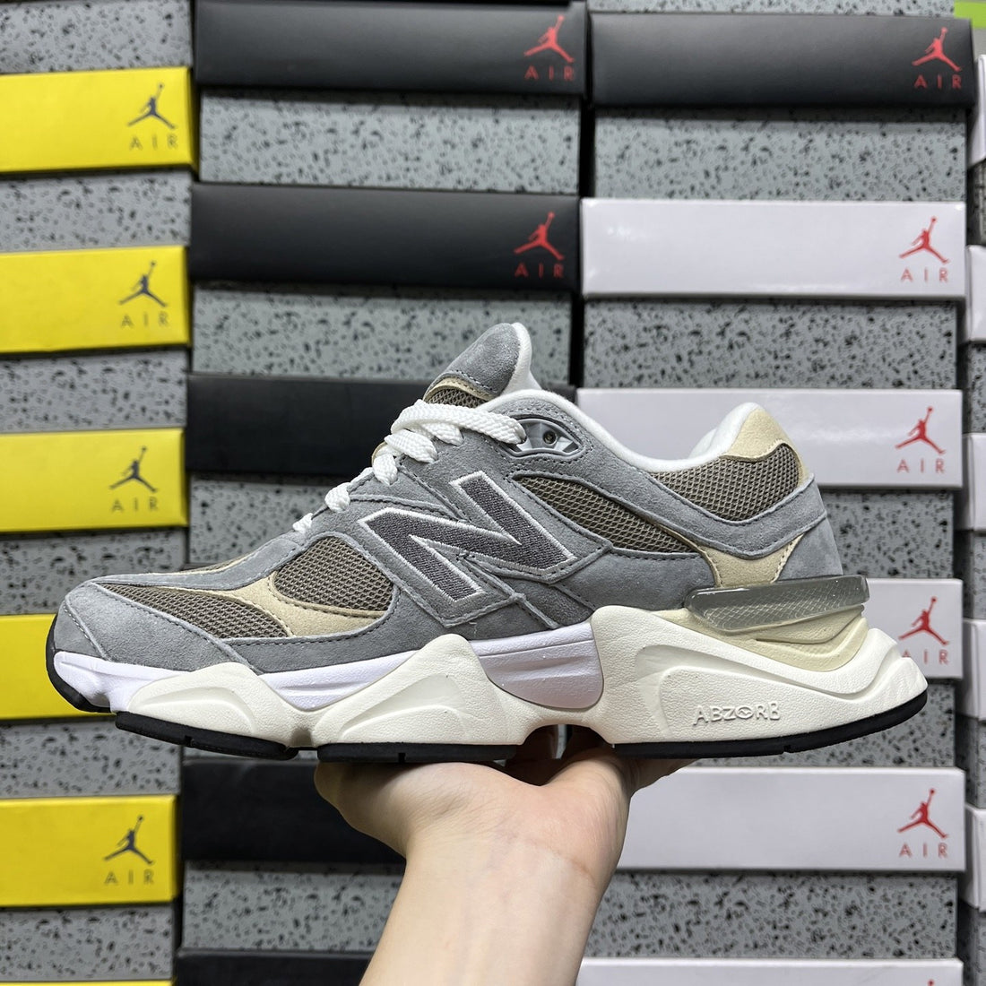 NB 9060 Grey Navy Mesh