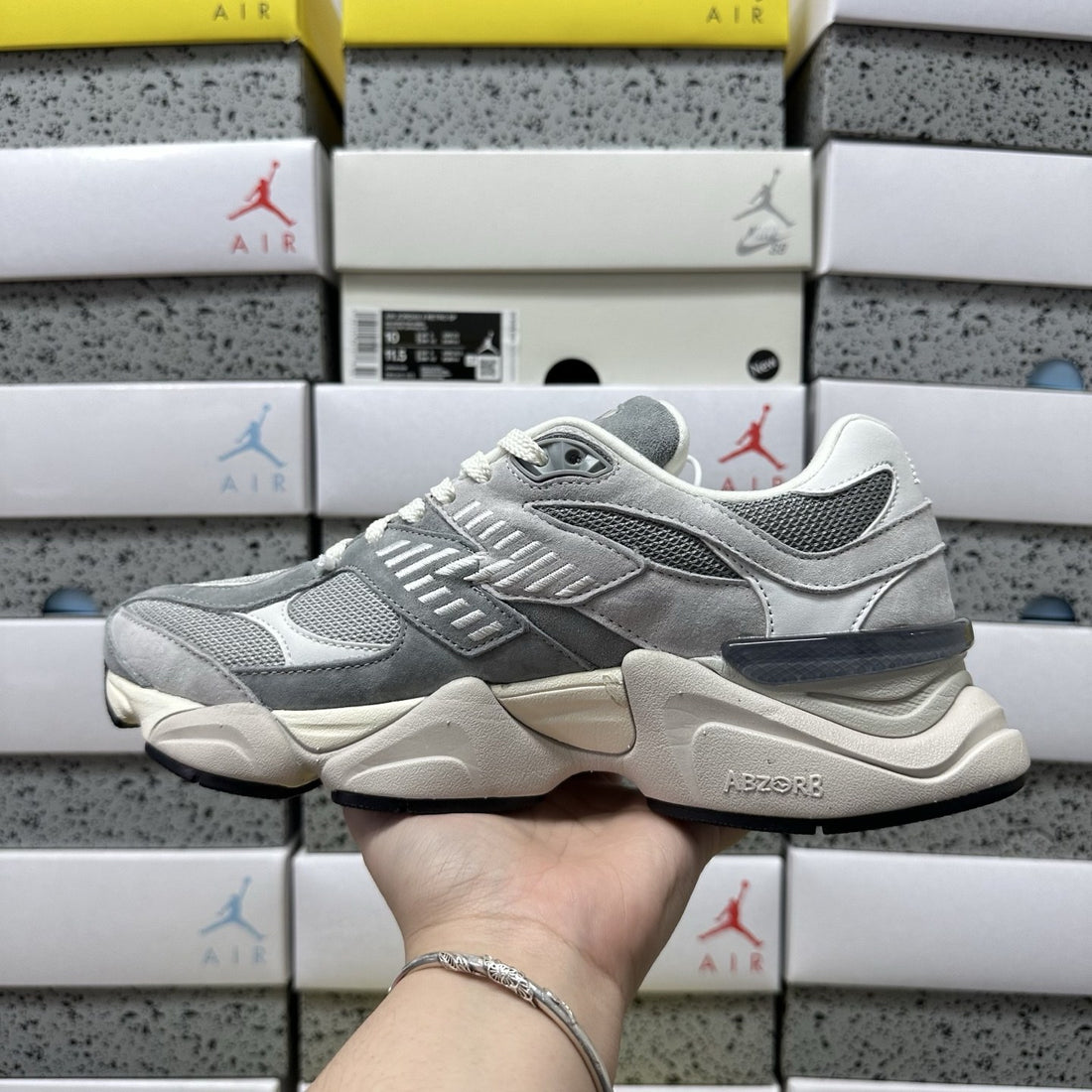NB 9060 Grey Silver Burgundy