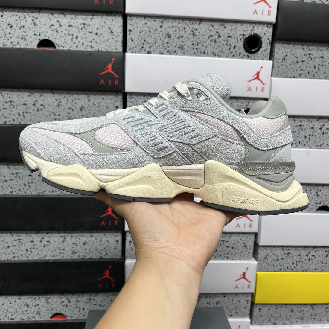 NB 9060 Grey Suede Cream