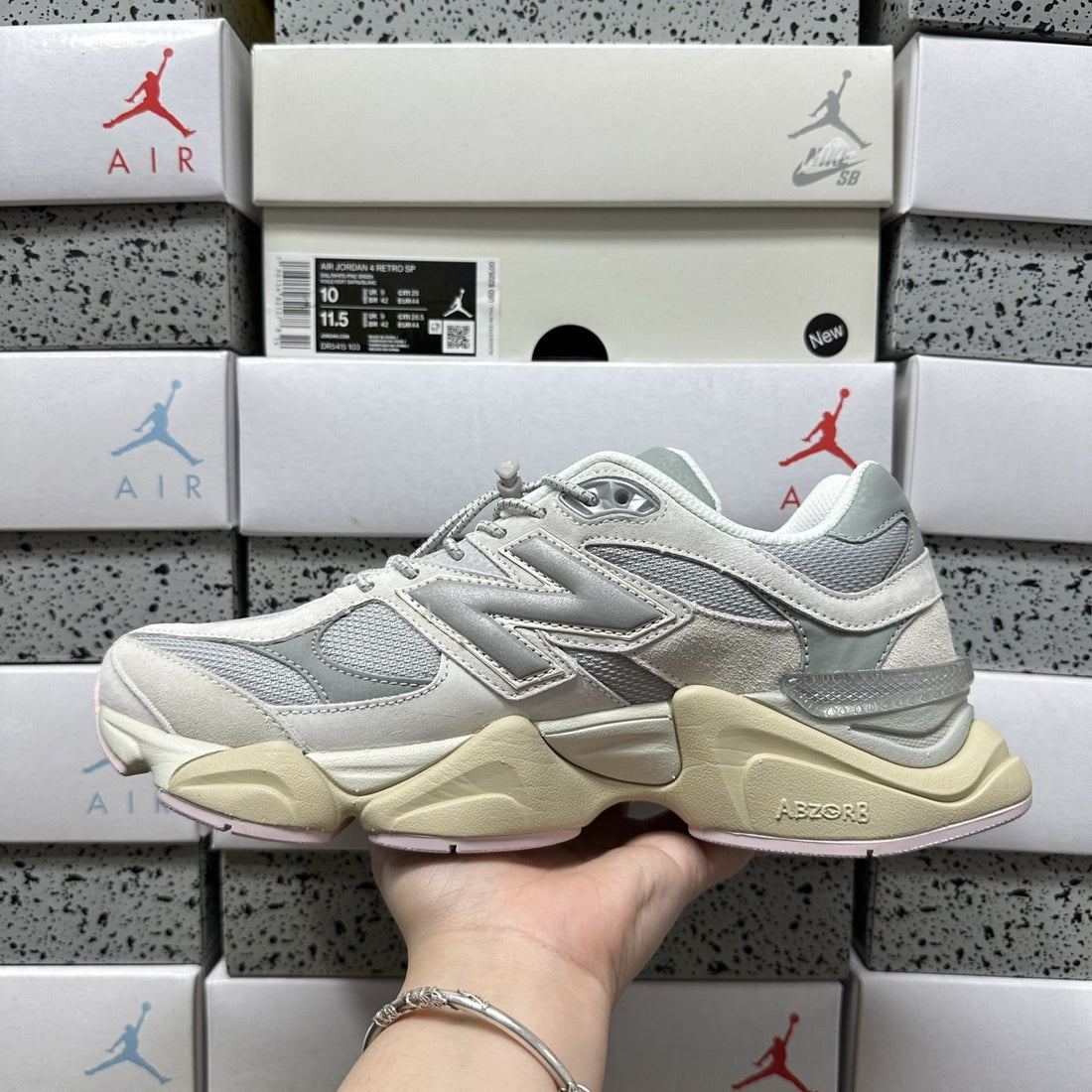 NB 9060 Light Grey Cream Suede