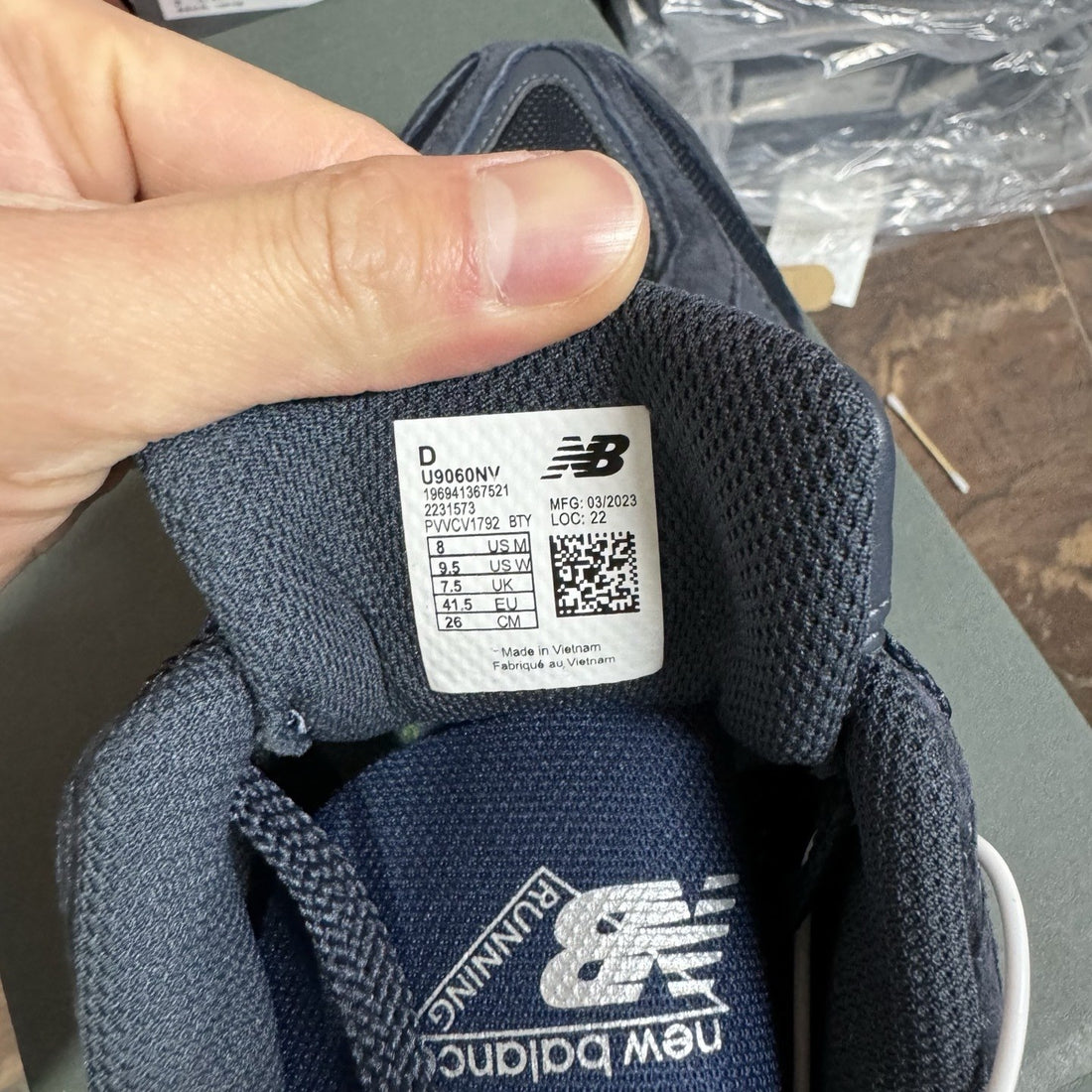 NB 9060 Navy Suede Cream