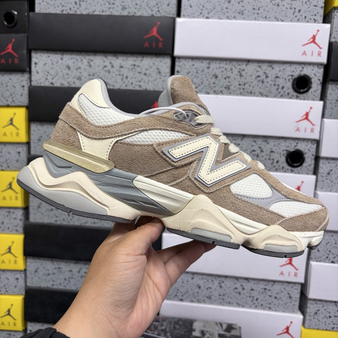 NB 9060 Tan Suede Cream