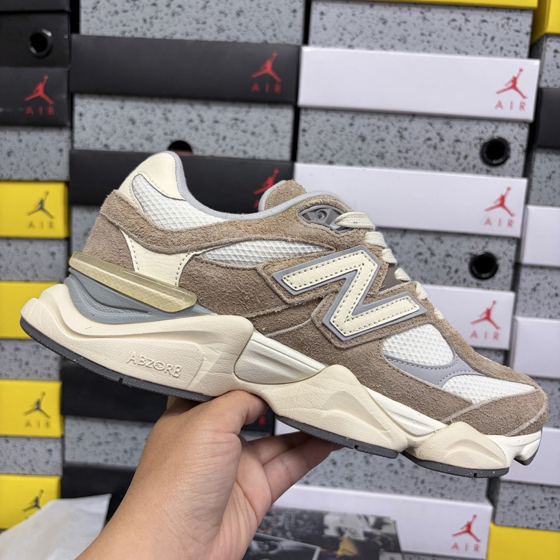 NB 9060 Tan Suede Cream