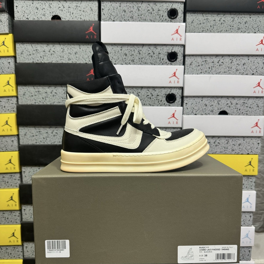 Rick Owens Geobasket Black White Big Lace