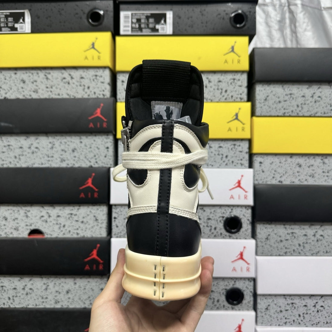 Rick Owens Geobasket Black White Big Lace