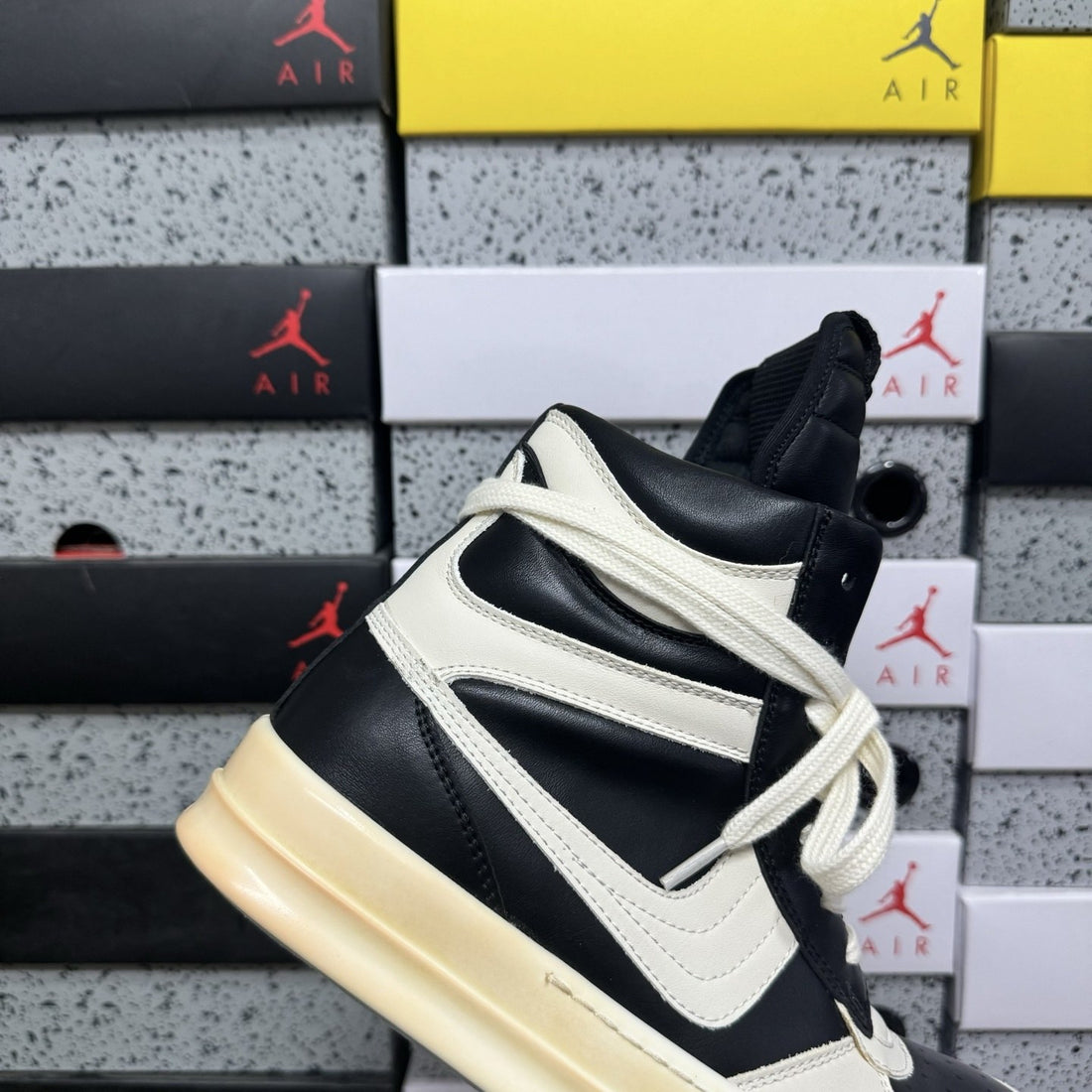 Rick Owens Geobasket Black White Big Lace