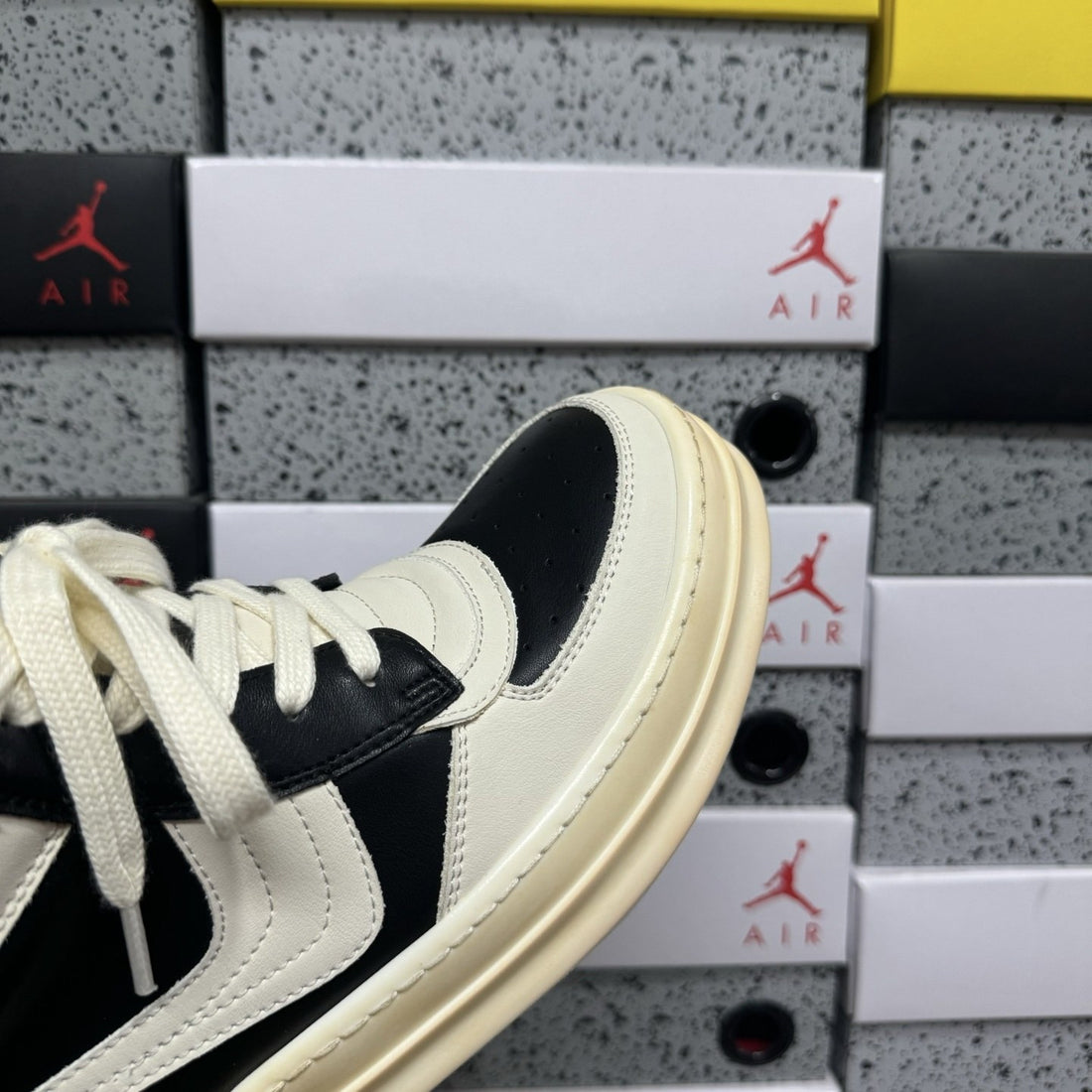 Rick Owens Geobasket Black White Big Lace