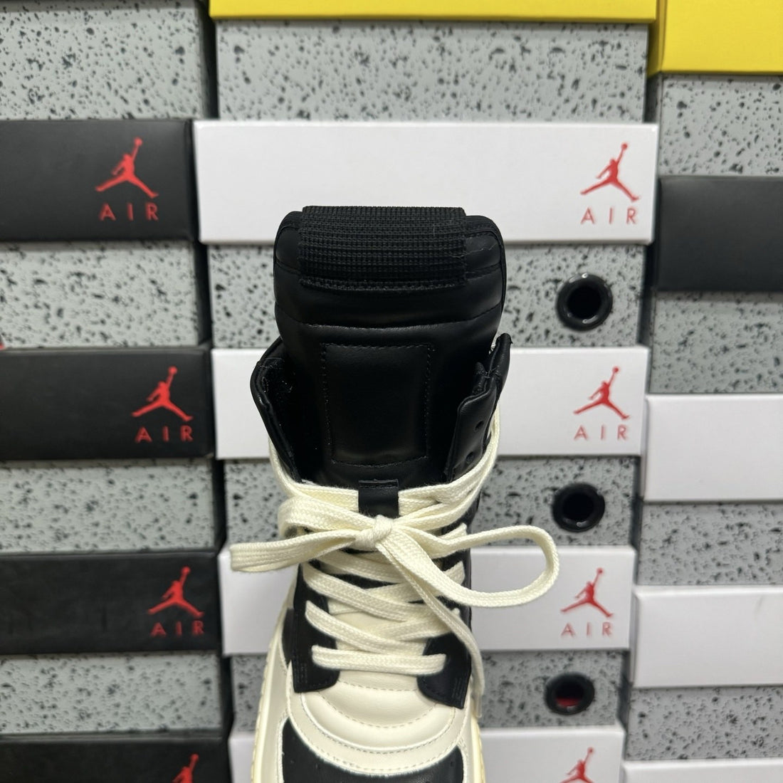 Rick Owens Geobasket Black White Big Lace