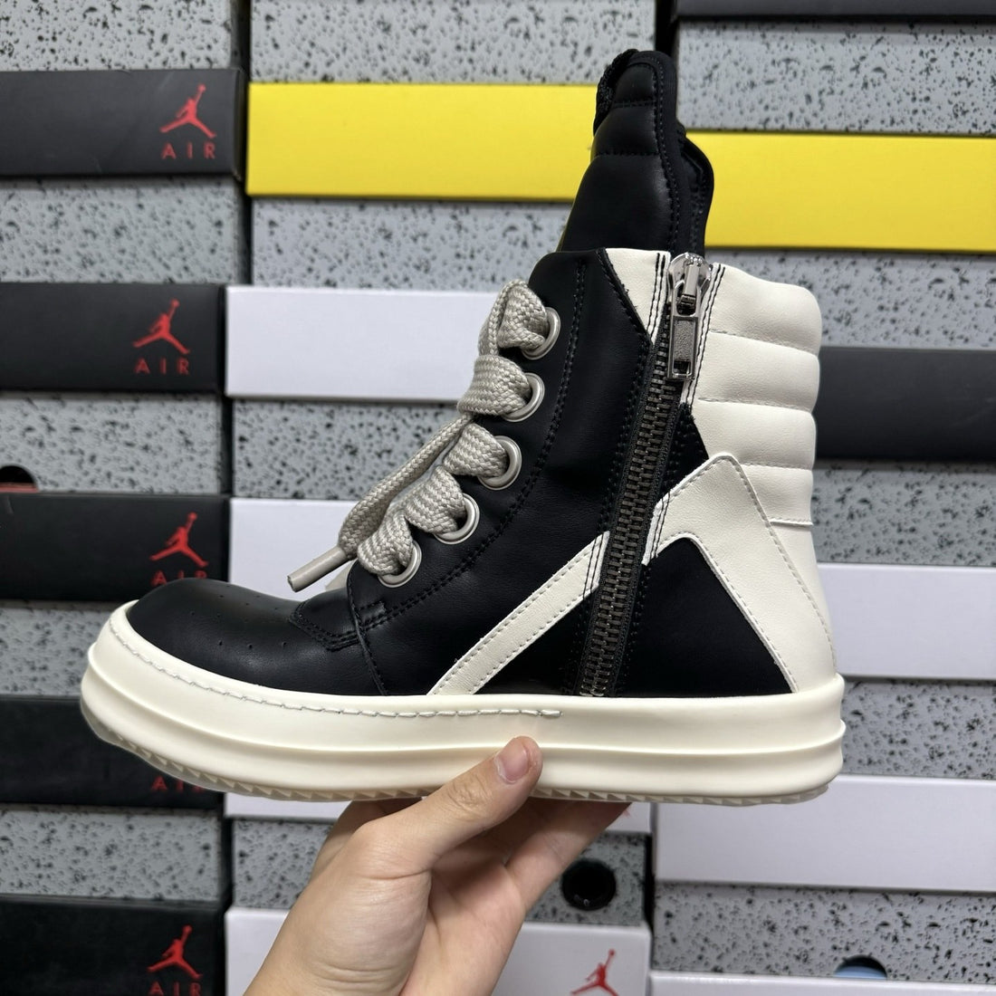 Rick Owens Geobasket Black White Classic