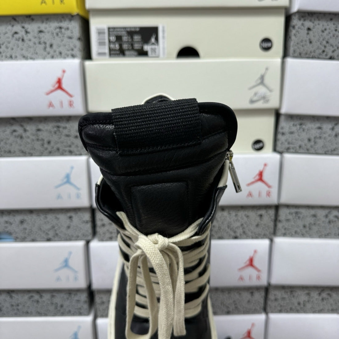 Rick Owens Geobasket Black White Zip
