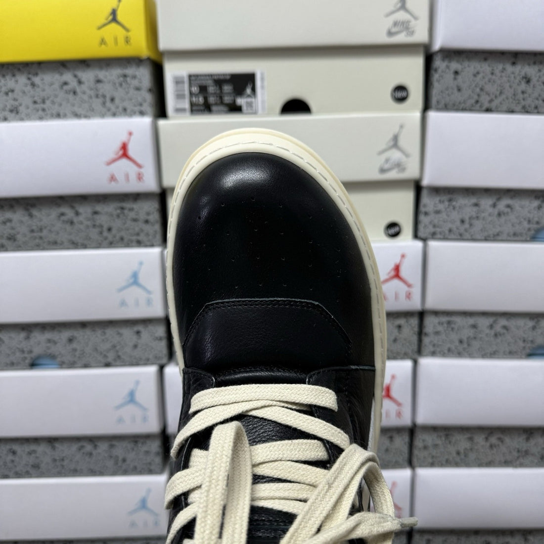 Rick Owens Geobasket Black White Zip