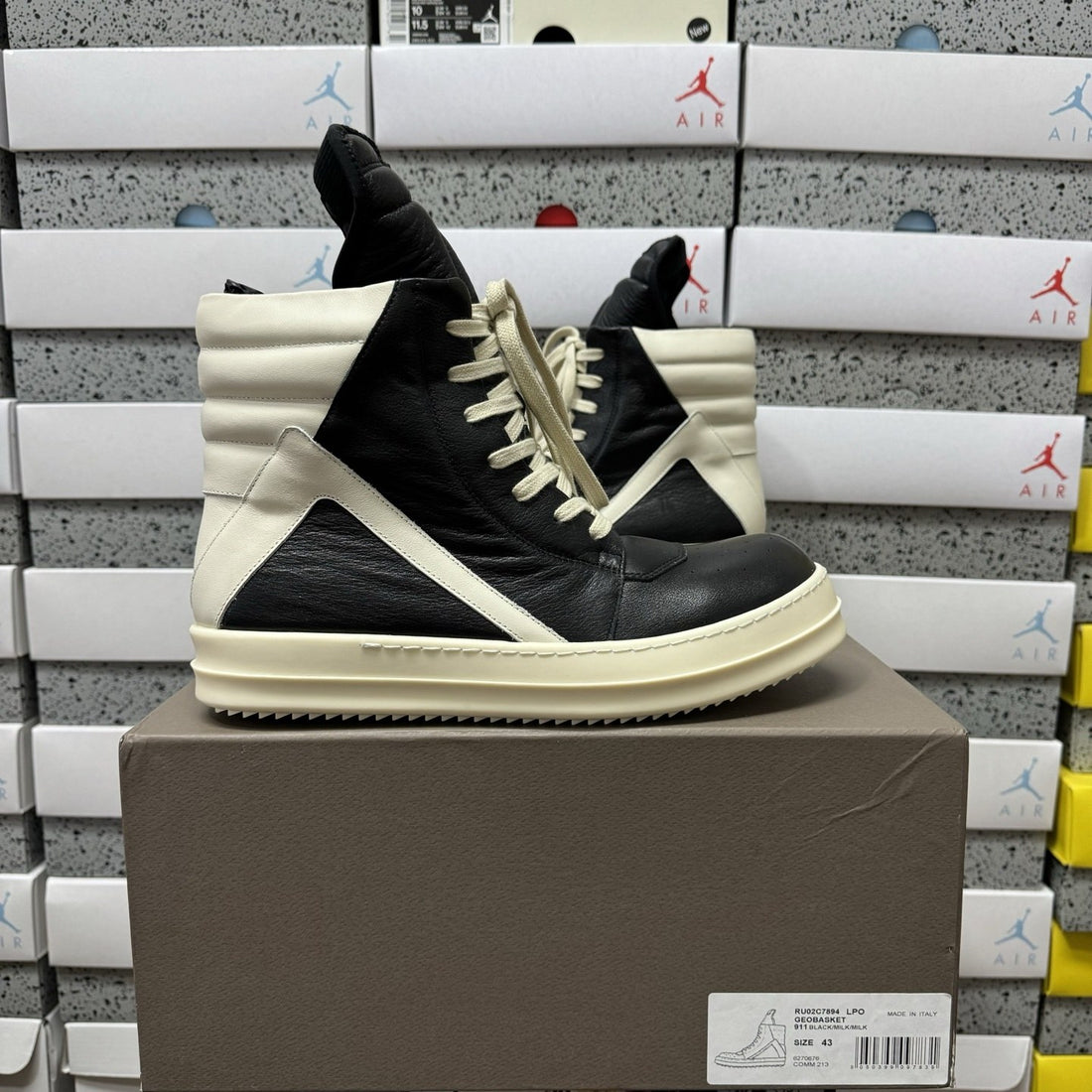 Rick Owens Geobasket Black White Zip