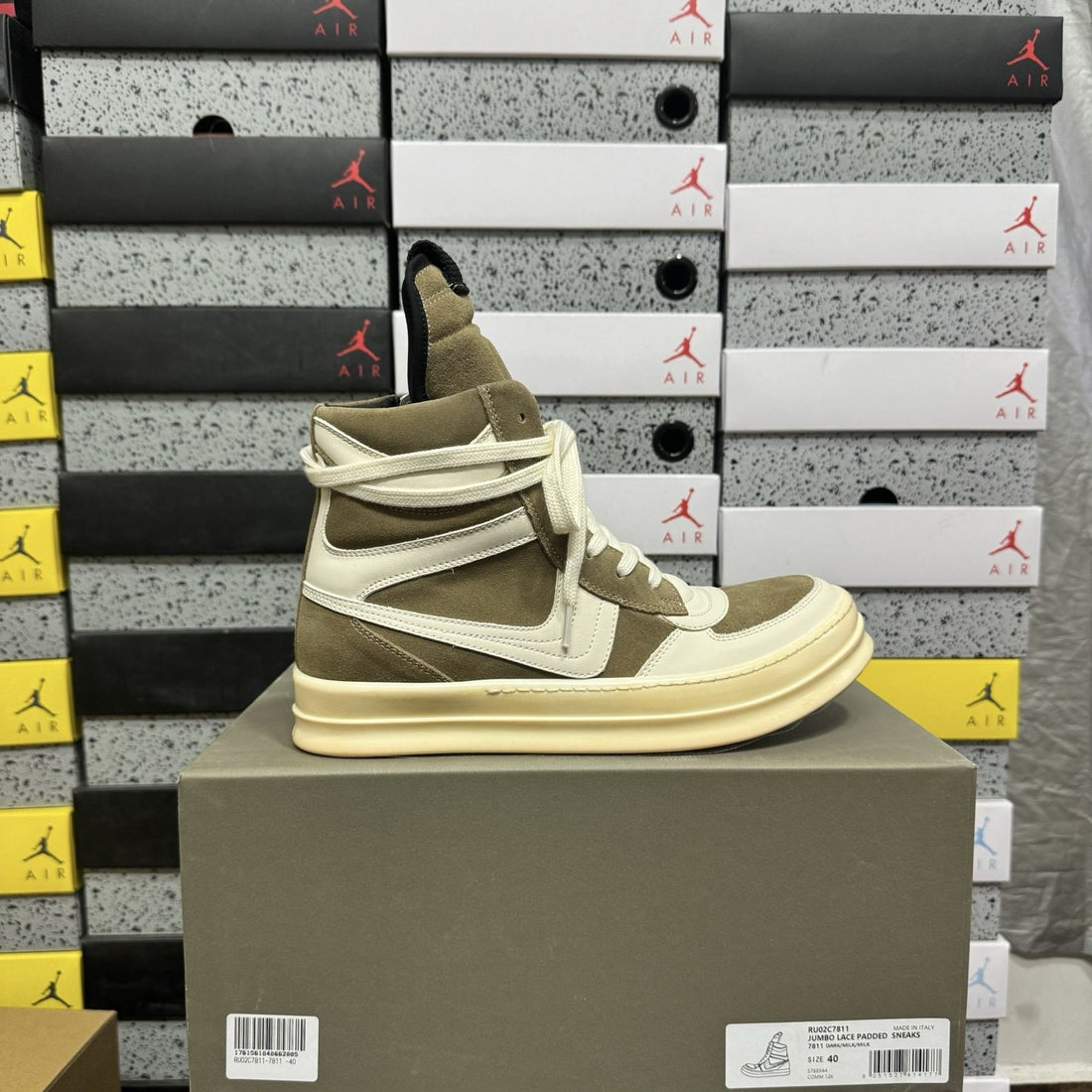 Rick Owens Geobasket Brown White