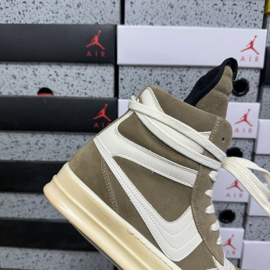 Rick Owens Geobasket Brown White