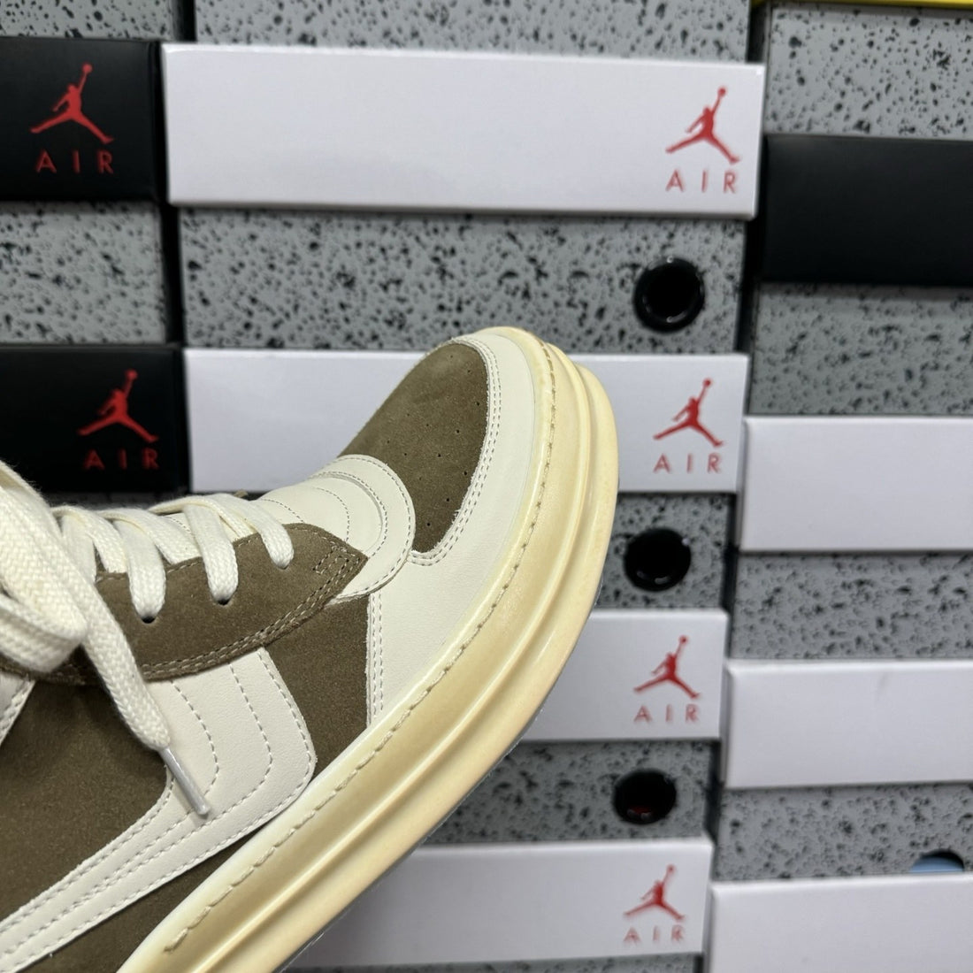 Rick Owens Geobasket Brown White
