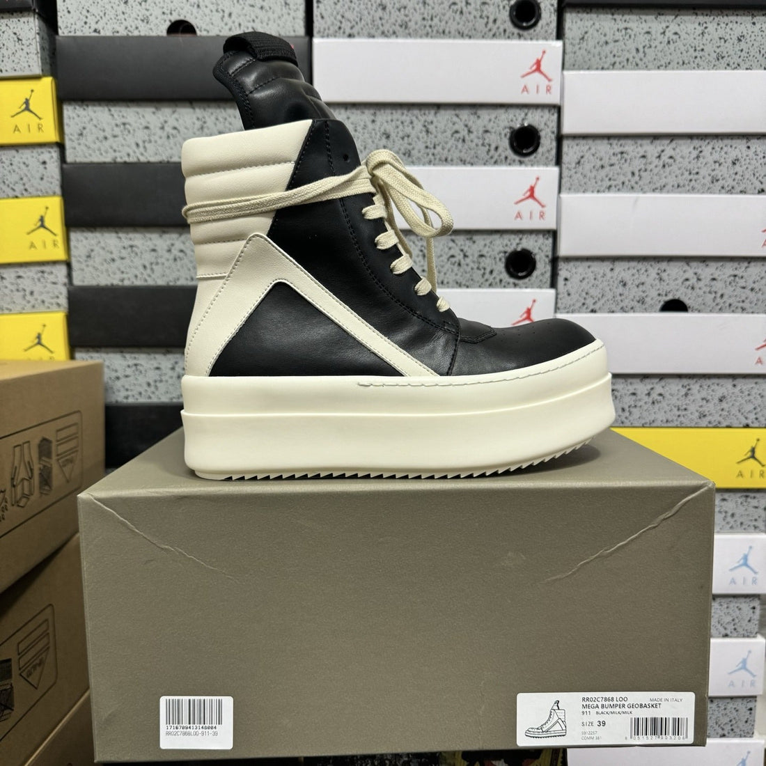Rick Owens Geobasket Bumper Black White