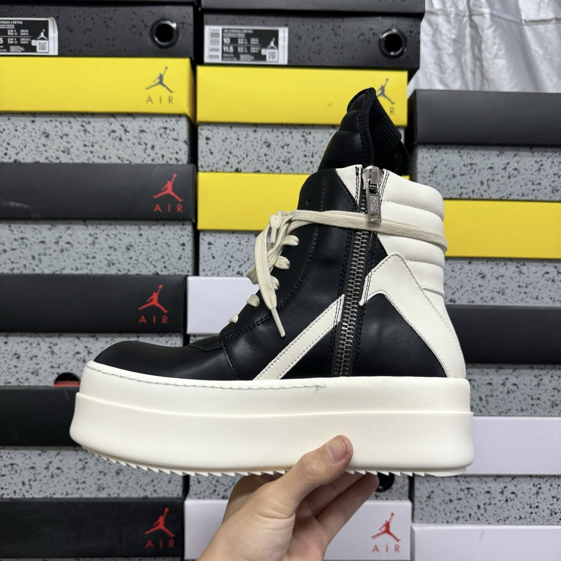 Rick Owens Geobasket Bumper Black White