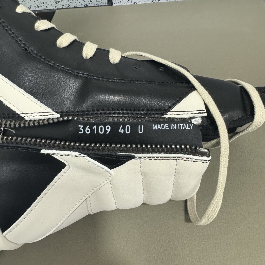 Rick Owens Geobasket High Black White