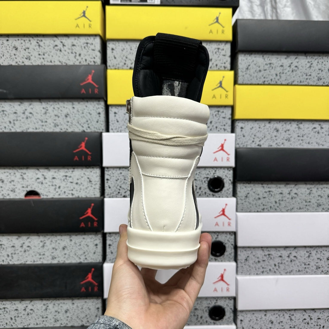 Rick Owens Geobasket High Black White