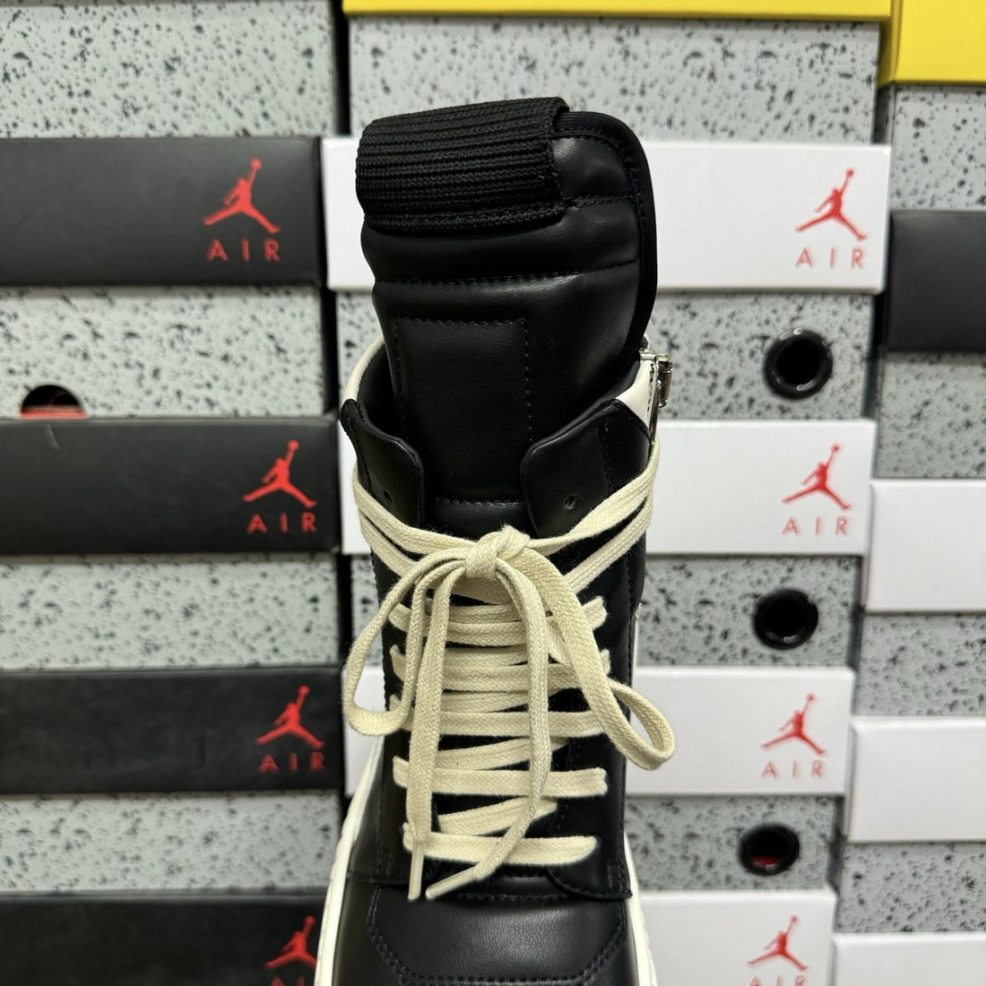 Rick Owens Geobasket High Black White