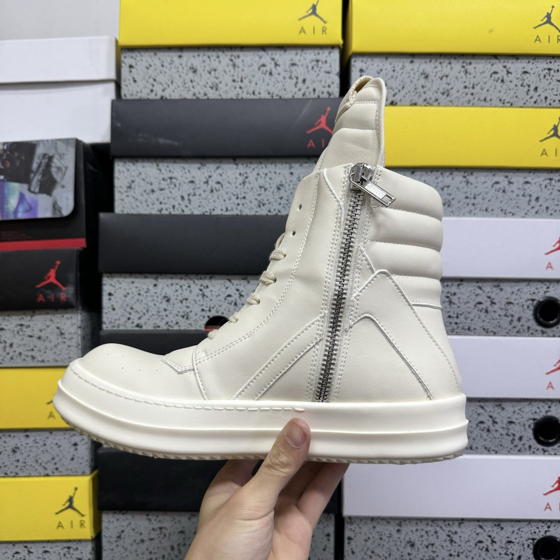 Rick Owens Geobasket Milk Big Lace