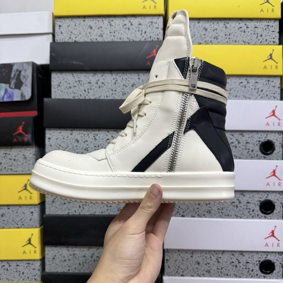 Rick Owens Geobasket Milk Black