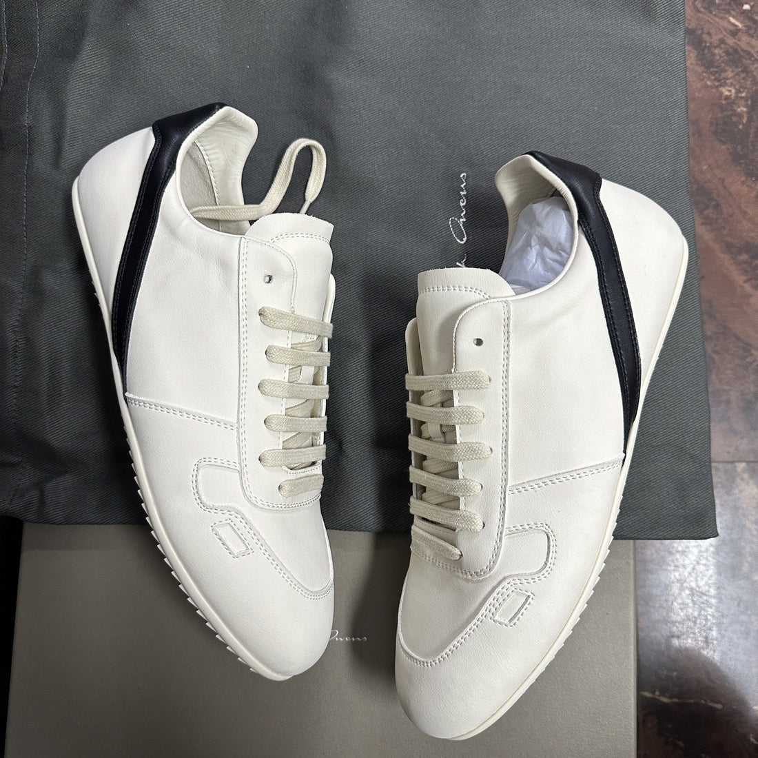 Rick Owens German Trainer White Black Stripe