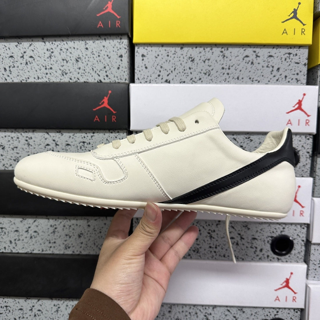 Rick Owens German Trainer White Black Stripe