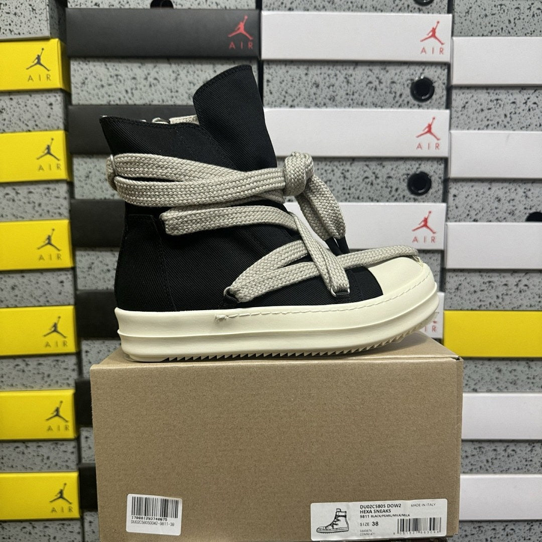 Rick Owens Jumbo Lace High Black Canvas