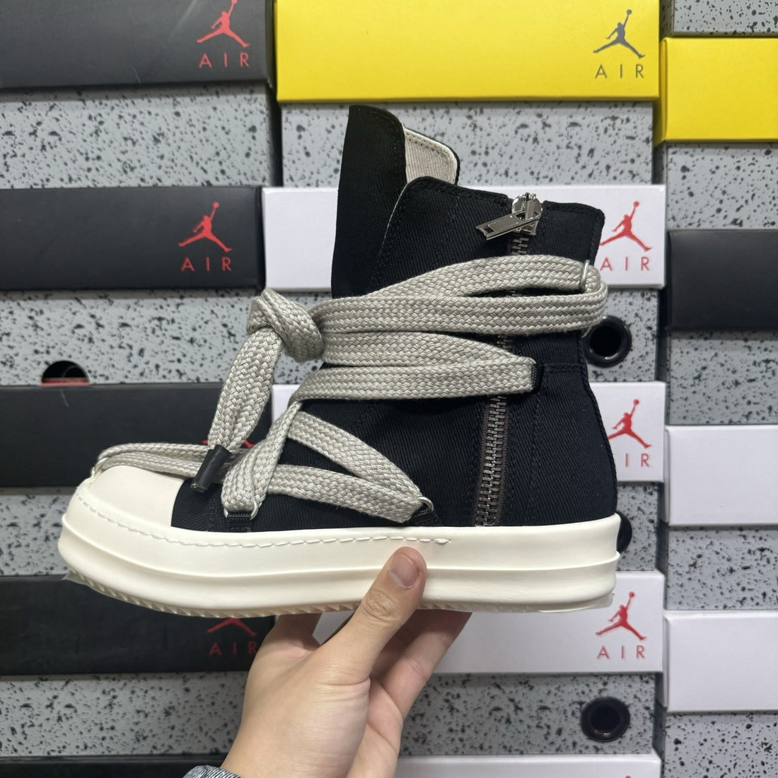 Rick Owens Jumbo Lace High Black Canvas