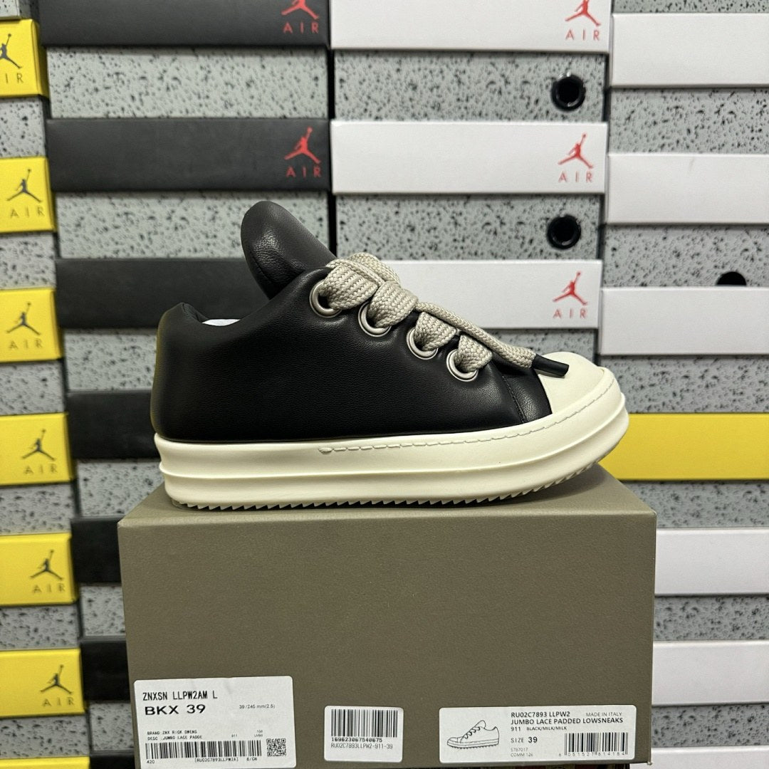 Rick Owens Jumbo Lace Low Black Leather