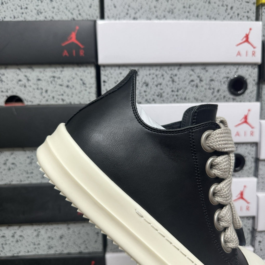 Rick Owens Jumbo Lace Low Black Suede Toe