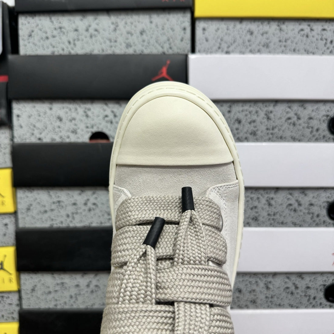Rick Owens Jumbo Lace Low Pearl Suede