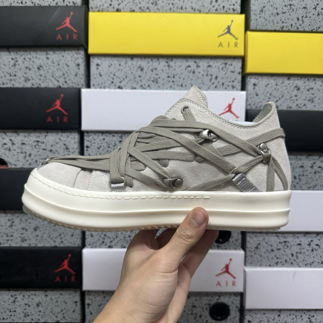 Rick Owens Mega Lace Low Oyster
