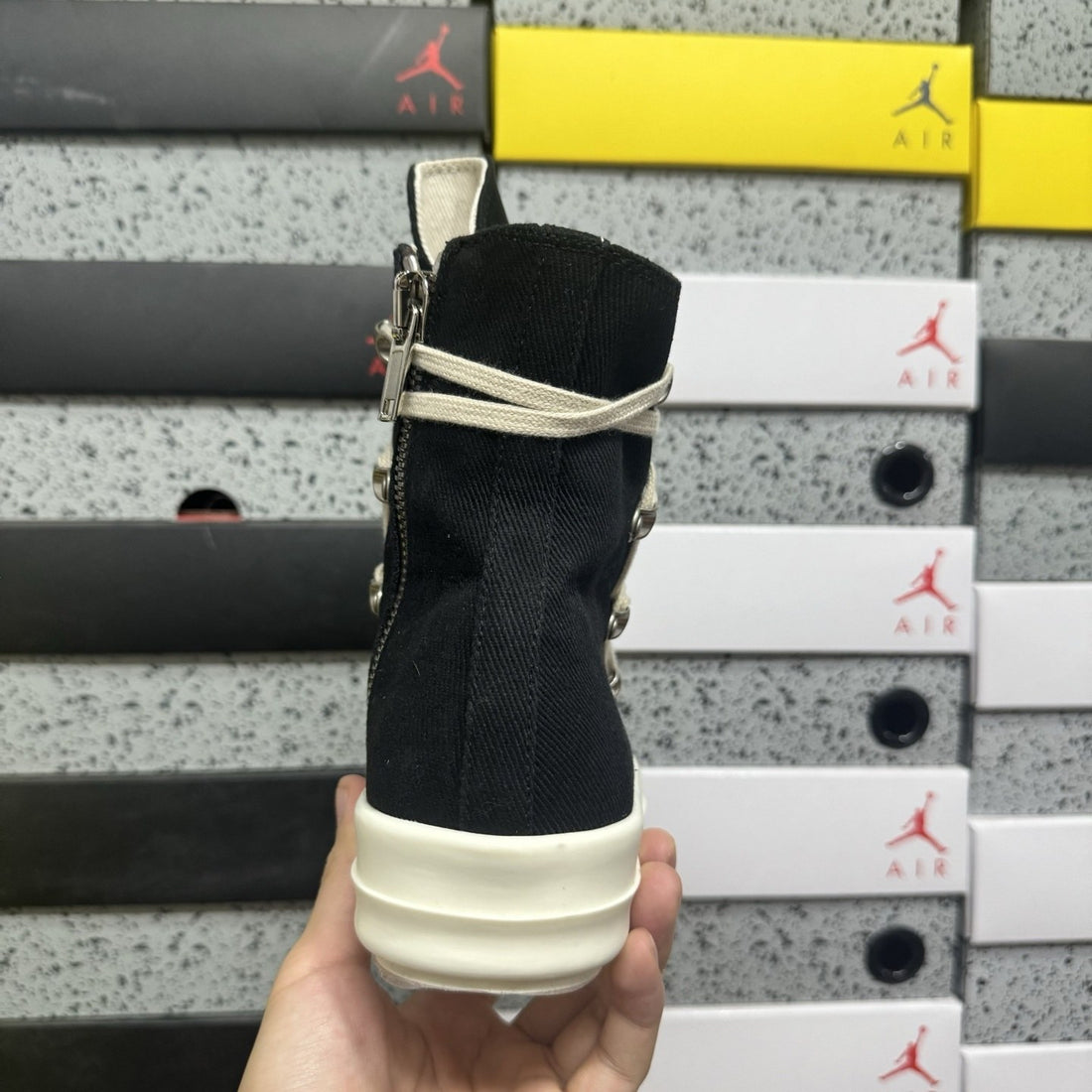 Rick Owens Megalace High Black Canvas
