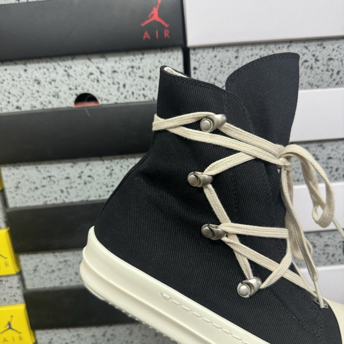 Rick Owens Megalace High Black Canvas