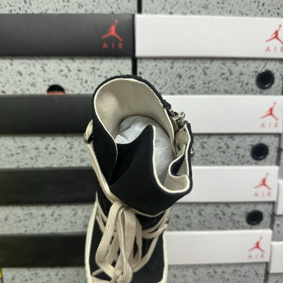 Rick Owens Megalace High Black Canvas