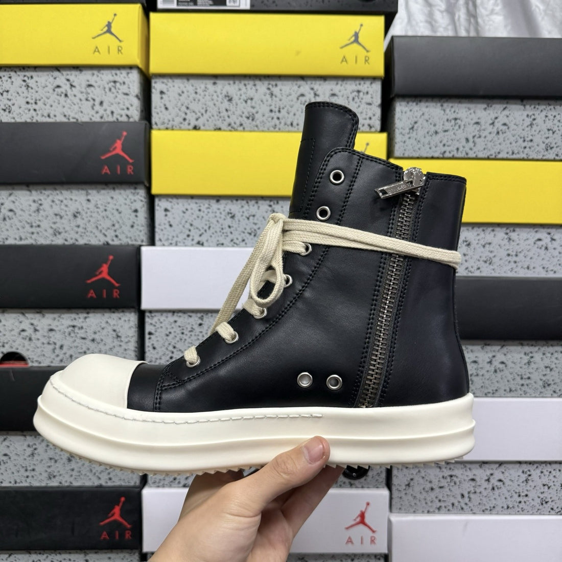 Rick Owens Ramones High Black Leather