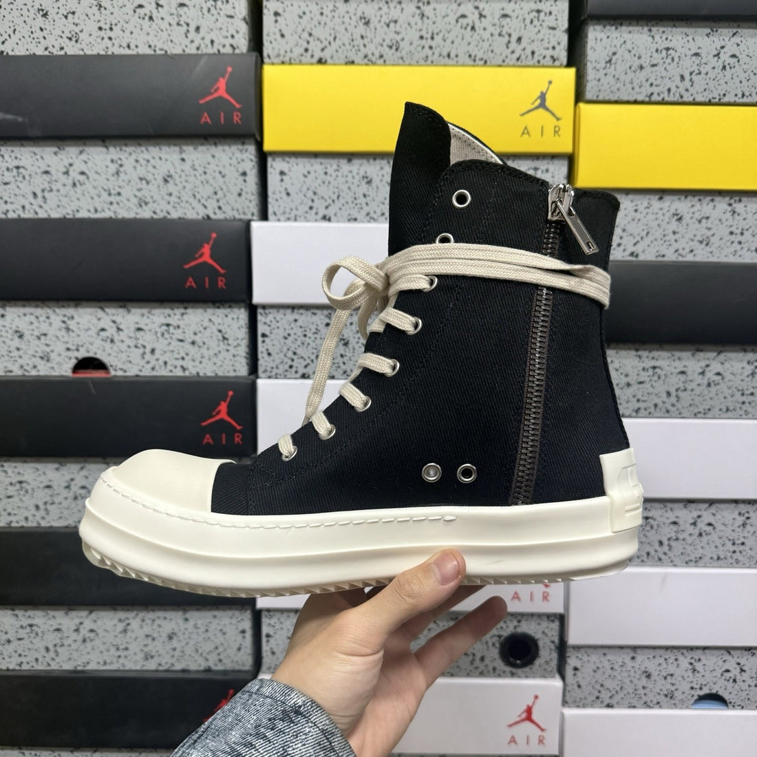 Rick Owens Ramones High Canvas Black