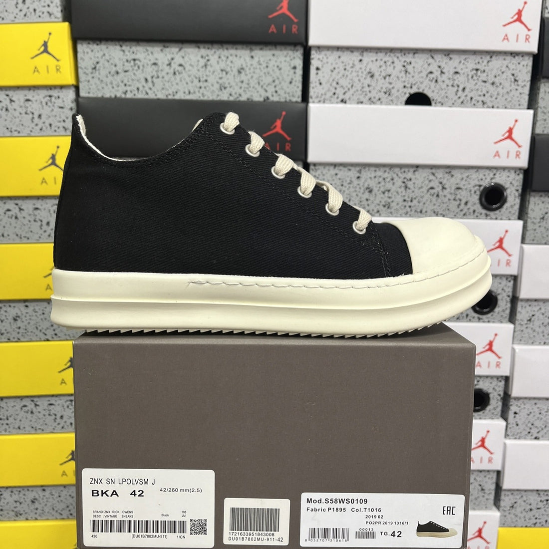 Rick Owens Ramones Low Black Canvas Plain