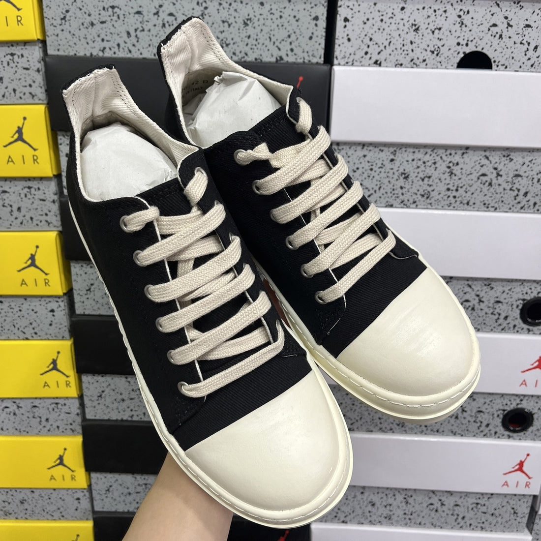 Rick Owens Ramones Low Black Canvas Plain
