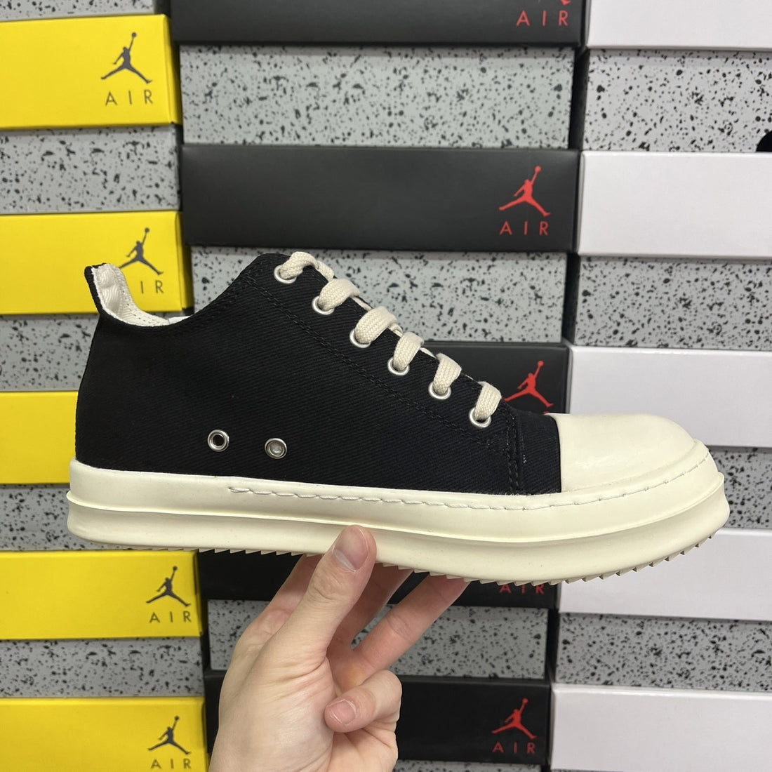 Rick Owens Ramones Low Black Canvas Plain