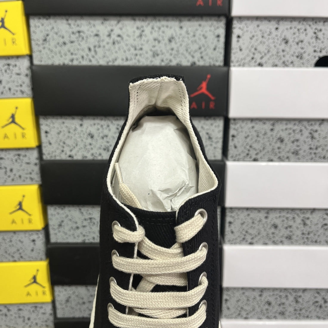 Rick Owens Ramones Low Black Canvas Plain